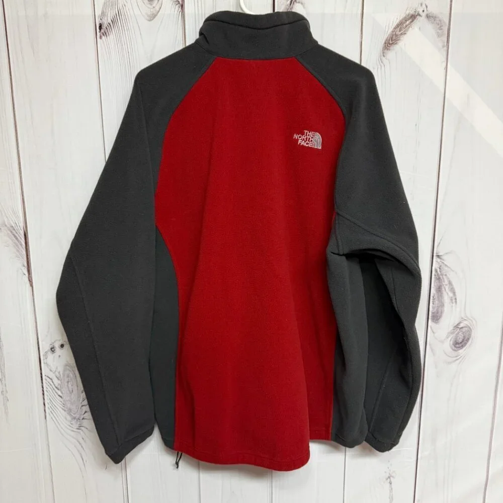 The North Face Full-Zip‎ Fleece Jacket Men’s XL Red/Gray Soft Warm EUC